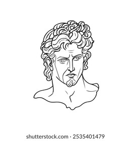 Ancient Greek Cartoon Vector Illustration. Abstract Sketch Drawing of Ancient Man Portrait