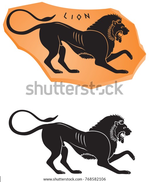 Ancient Greek Ceramic Style Lion Icon Stock Vector Royalty Free