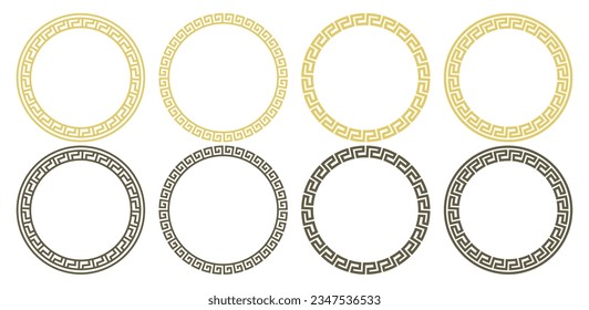 Ancient Greek Circular Line Vector Template. Greek Circular Outline