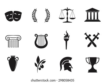 Ancient, Greek Civilization. Art And Culture VECTOR Icon Set.