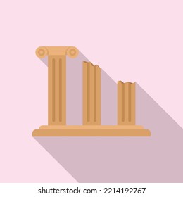 Ancient Greek Column Icon Flat Vector. Roman Pillar. Greece Architecture