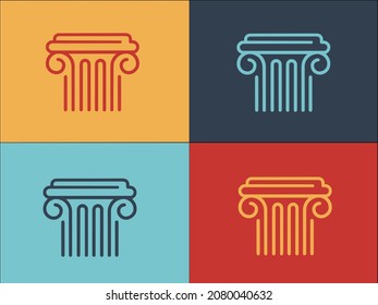 Ancient Greek Column Logo Template, Simple Flat Icon Of greek,architecture,column