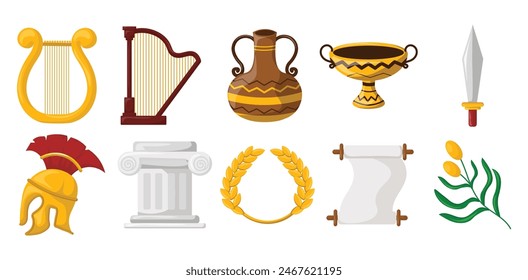 Ancient Greek Element Illustration Set