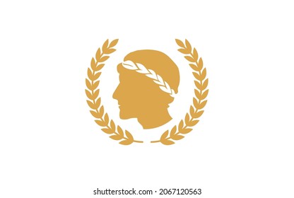 Ancient Greek Figure Coin with Laurel Wreath logo design