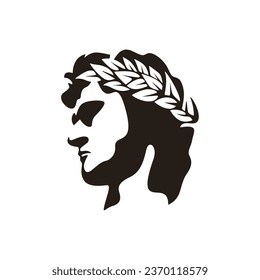 Ancient Greek Figure Philosopher Laurel Wreath Silhouette Logo Design