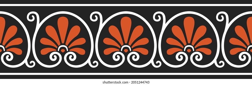 Ancient Greek Floral Pattern Seamless Pattern Border wall fresco decoration