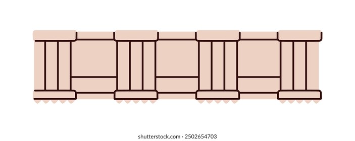 Ancient Greek frieze, ornamental horizontal band. Classical antique decoration, marble stone relief. Architecture detail, historic old style. Flat vector illustration isolated on white background