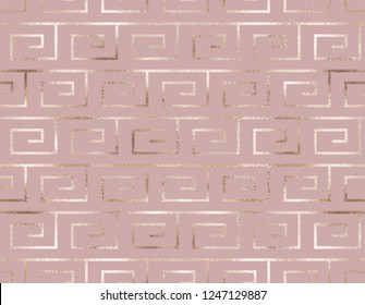 Ancient greek geometric seamless pattern with gold stripes.