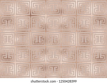 Ancient greek geometric seamless pattern with copper tiles.