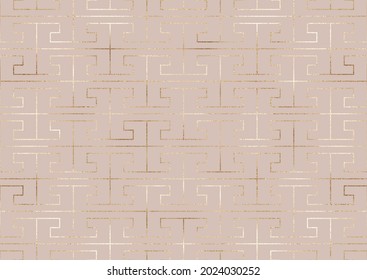 Ancient Greek Geometric Seamless Pattern With Gold Stripes.