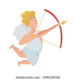 Ancient Greek god of love. Amur. The mythological deities of Olympia. Vector illustration of the character of Ancient Greece. Isolated cupid on a white background. Arrows and bow. Love.