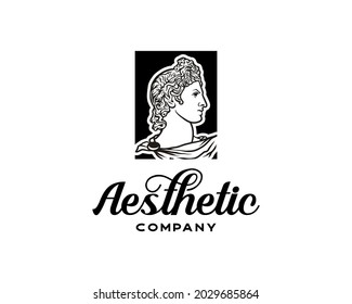 Ancient Greek God Sculpture Philosopher logo design