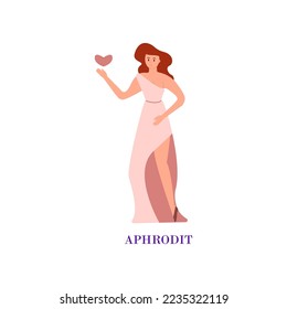 Ancient Greek goddess Aphrodite cartoon illustration. Aphrodite character isolated on white background. Archeology, mythology, history concept
