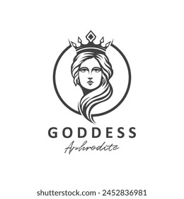 Ancient Greek Goddess of love and beauty Aphrodite logo icon vector illustration design