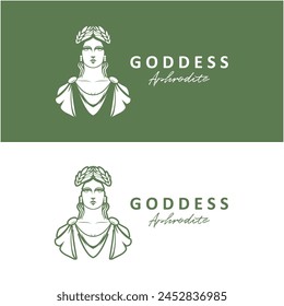 Ancient Greek Goddess of love and beauty Aphrodite logo icon vector illustration design