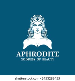 Ancient Greek Goddess of love and beauty Aphrodite logo icon vector illustration design