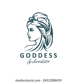 Ancient Greek Goddess of love and beauty Aphrodite logo icon vector illustration design