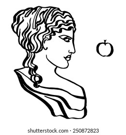 The ancient Greek goddess of love, vector, isolated on white