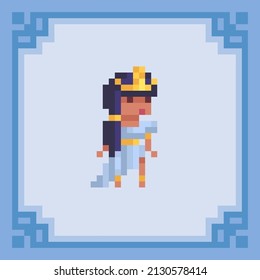 Ancient Greek Goddess. Pixel art character. Vector illustration in 8 bit style