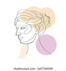 Ancient Greek goddess statue in continuous line  Vector illustration  Modern drawing