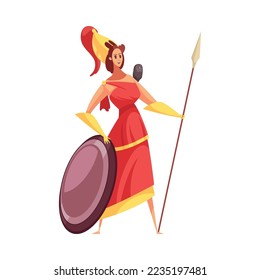 Ancient greek gods composition with isolated cartoon style character of mythical god vector illustration