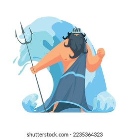 Ancient greek gods composition with isolated cartoon style character of mythical god vector illustration