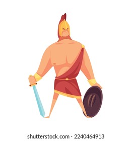 Ancient greek gods composition with isolated cartoon style character of mythical god vector illustration