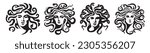 Ancient greek Gorgon Medusa head shape logo vector illustration silhouette