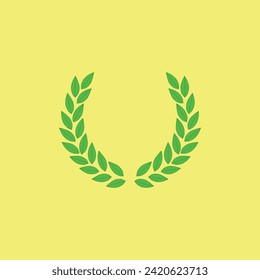 Ancient greek green olympic wreath on the yellow background