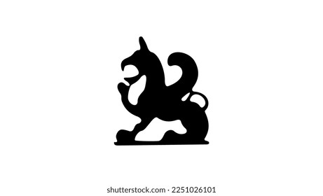 ancient greek griffin silhouette with lion body, high quality vector