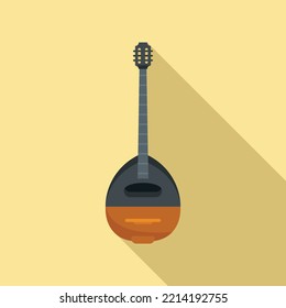 Ancient greek guitar icon flat vector. Music lute. Oud instrument