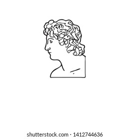 ancient greek head line art vector illustration philosophy concept