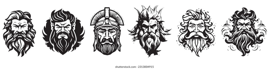 Ancient Greek heads vector silhouette illustration