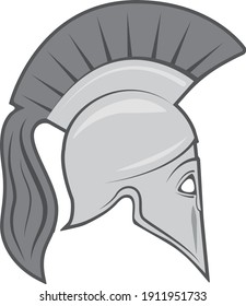 Ancient Greek helmet. Historical drawing.