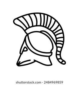 Ancient Greek Helmet Outline Icon, Vector illustration
