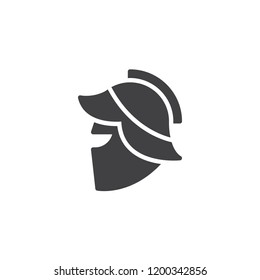 Ancient greek helmet vector icon. filled flat sign for mobile concept and web design. Spartan warrior armor simple solid icon. Symbol, logo illustration. Pixel perfect vector graphics