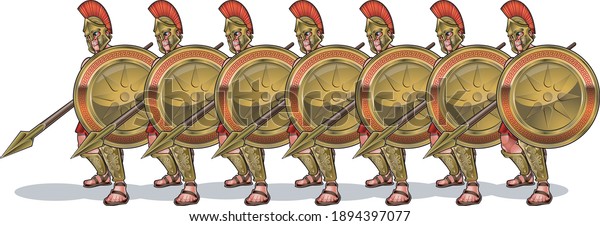 ancient greek hoplite\
phalanx shield wall
