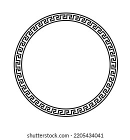 Ancient Greek key black frame pattern, round antique border from Greece