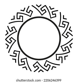 Ancient Greek key black frame pattern, round antique border from Greece