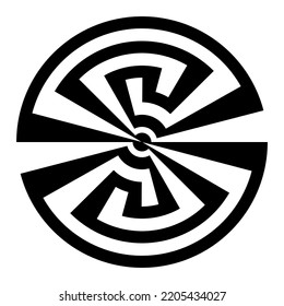 Ancient Greek key black symbol, round logo from Greece