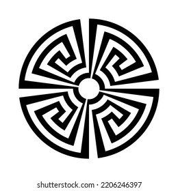 Ancient Greek key black symbol, round logo from Greece