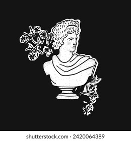 Ancient Greek linocut of a female Roman sculpture