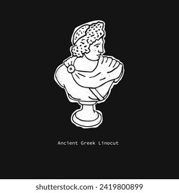 Ancient Greek linocut of a Roman woman philosopher