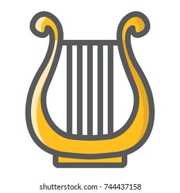 Ancient Greek Lyre filled outline icon, music and instrument, harp sign vector graphics, a colorful line pattern on a white background, eps 10.