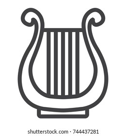 Ancient Greek Lyre line icon, music and instrument, harp sign vector graphics, a linear pattern on a white background, eps 10.