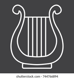 Ancient Greek Lyre line icon, music and instrument, harp sign vector graphics, a linear pattern on a black background, eps 10.