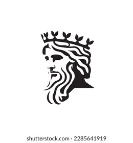 Ancient Greek man head logo. Vector illustration of male face. Silhouette svg, only black and white. svg
