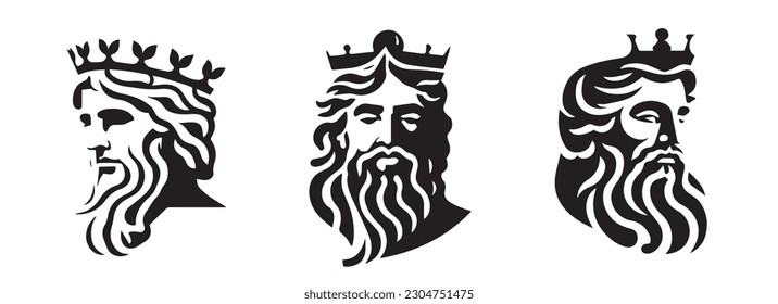 Silhouette de ilustración vectorial del logo de la cabeza masculina de la antigua Grecia