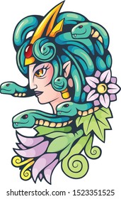 ancient greek mythological character, medusa gorgon, illustration, design