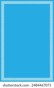 Ancient Greek ornament meander on a blue background. Empty blank for design and text